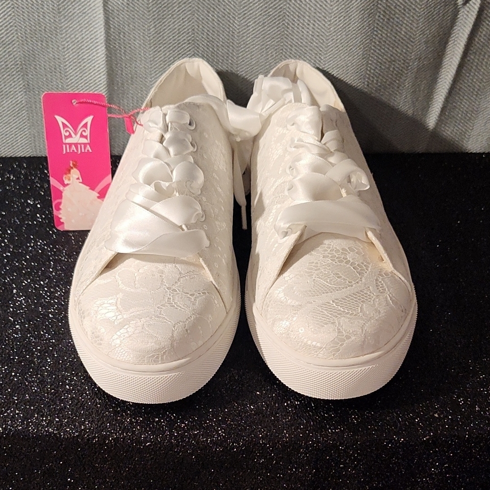 JIA JIA White Lace Sneakers